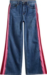 Tractr Kids' Track Stripe Wide Leg Jeans