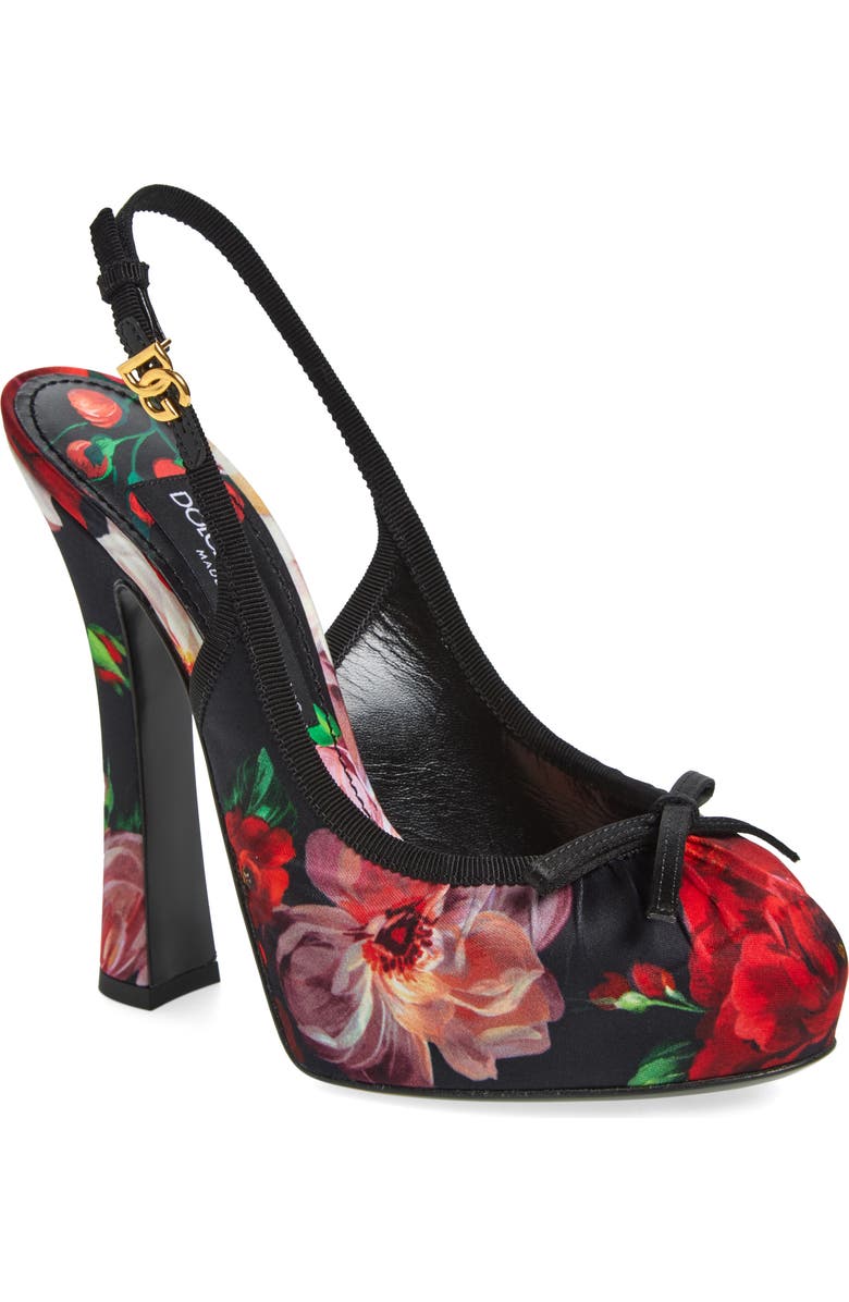 Dolce&Gabbana Rose Print Slingback Pump, Main, color, Hn5pd B.rose Antiche F.ner