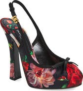 Dolce&Gabbana Rose Print Slingback Pump