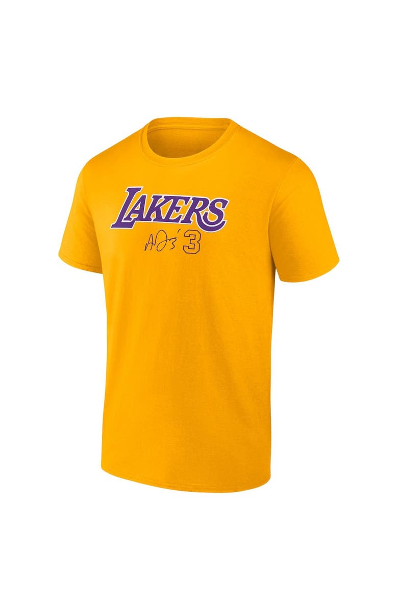 FANATICS Men's Fanatics Branded Anthony Davis Gold Los Angeles Lakers Name & Number T-Shirt, Alternate, color,