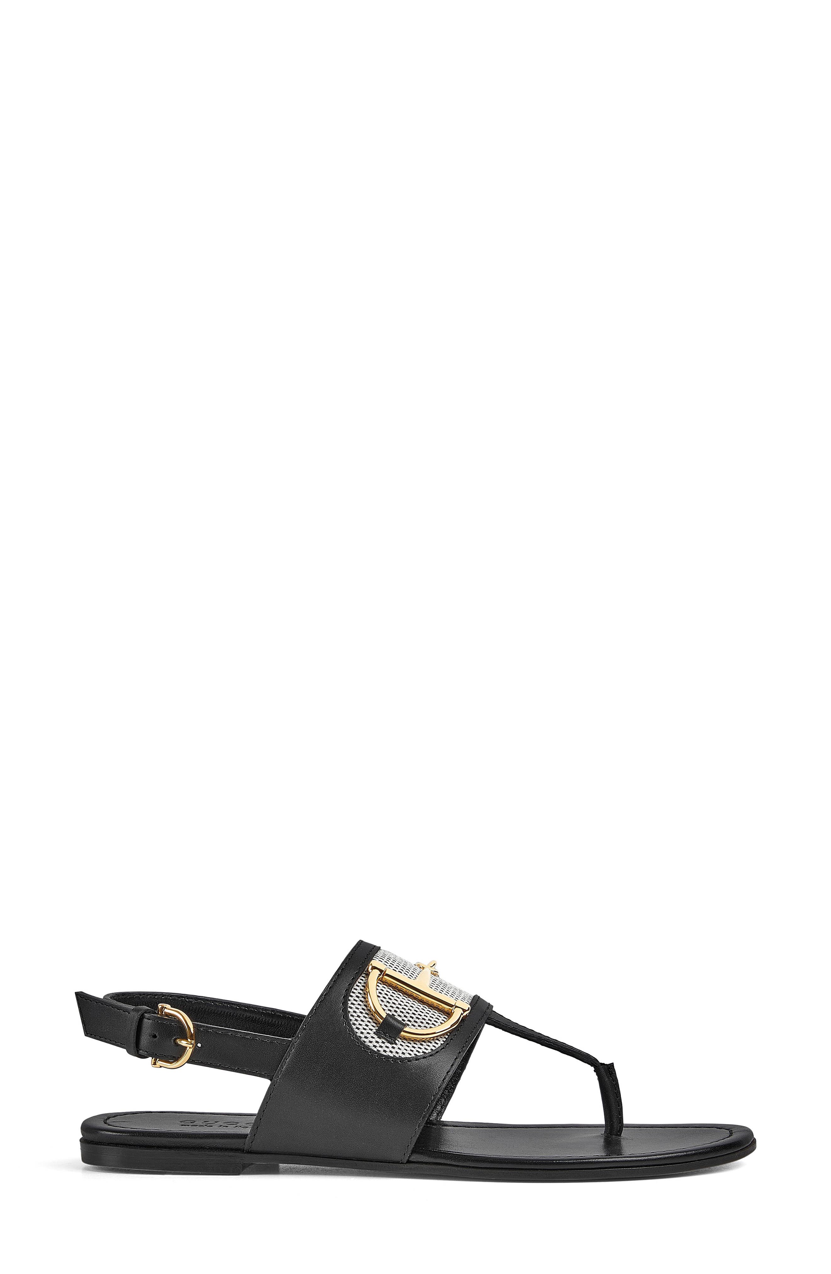 Gucci Alfa Horsebit Sandal, Alternate, color, Black/Natural Black