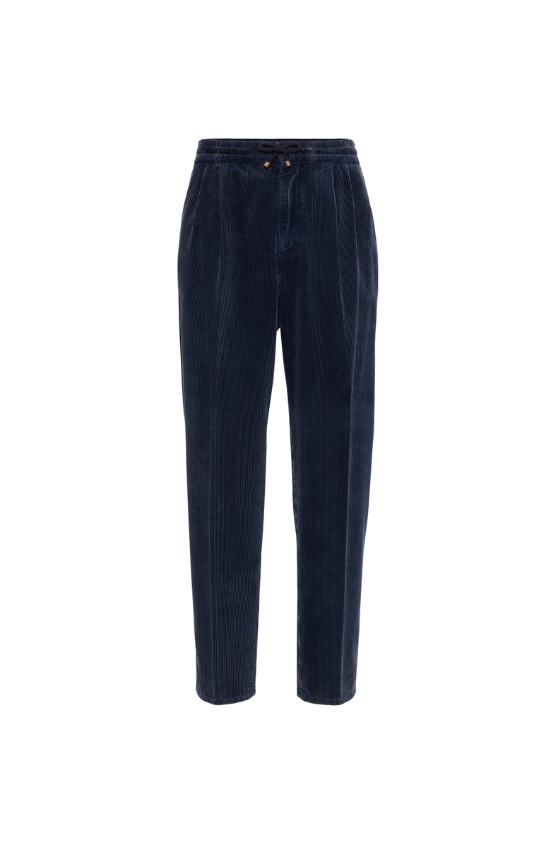 Brunello Cucinelli Leisure fit trousers with drawstring, Main, color, Navy Blue