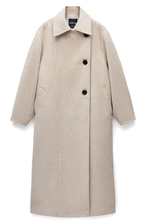 MANGO MANGO ASYMMETRIC DOUBLE BREASTED WOOL BLEND COAT