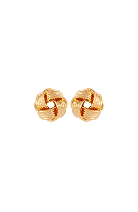 1980s Vintage Knot Ribbed Post Earrings