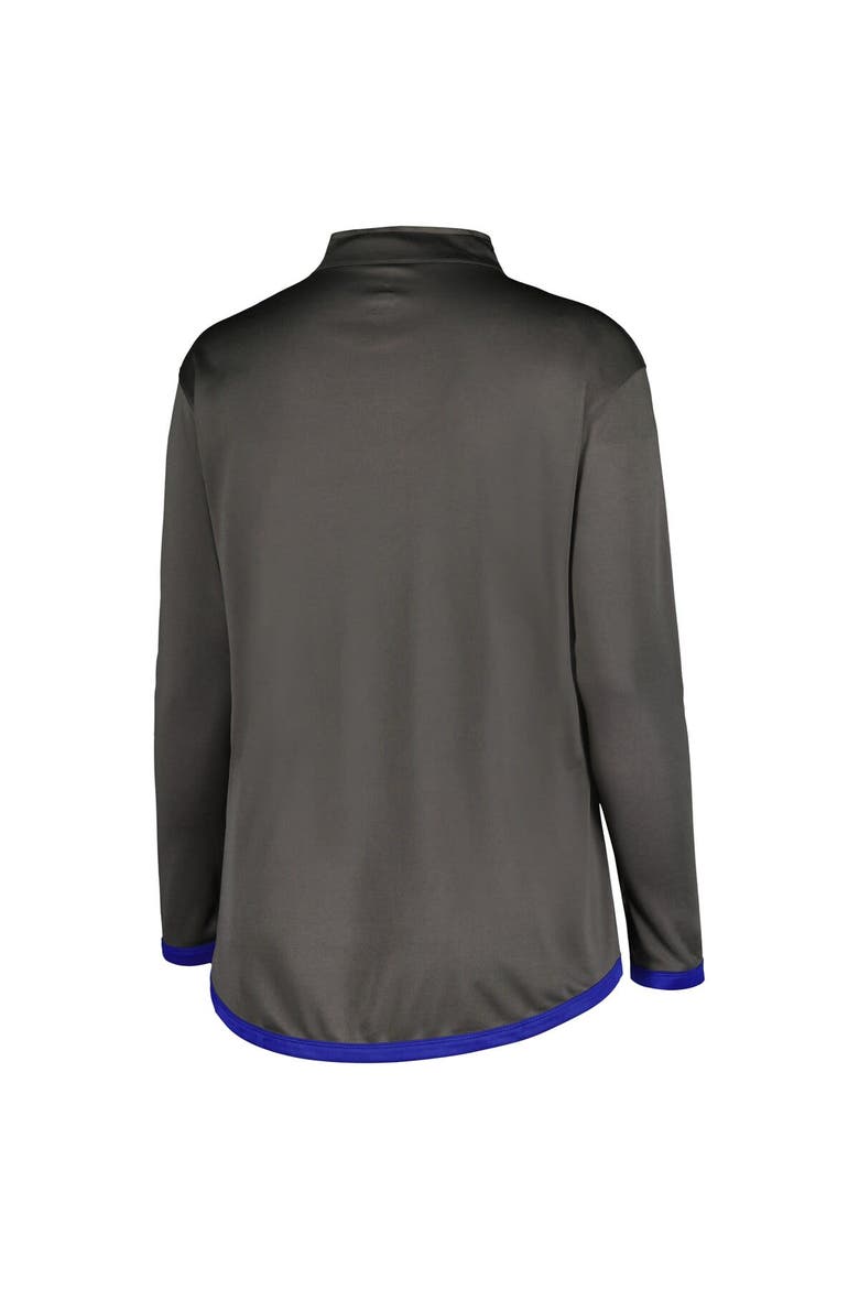Women's Profile Charcoal Chicago Cubs Plus Size Quarter-Zip Jacket, Alternate, color, Charcoal