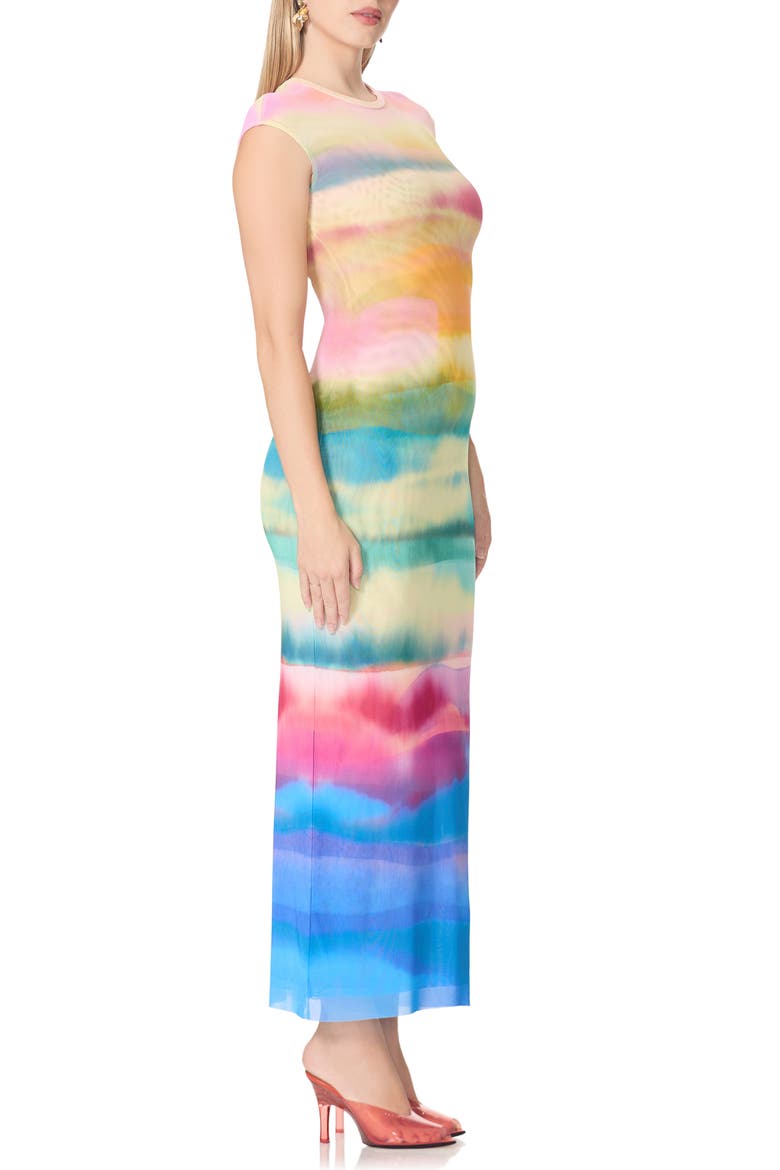 Mylo Print Mesh Maxi Dress, Alternate, color, SUMMER SUNSET