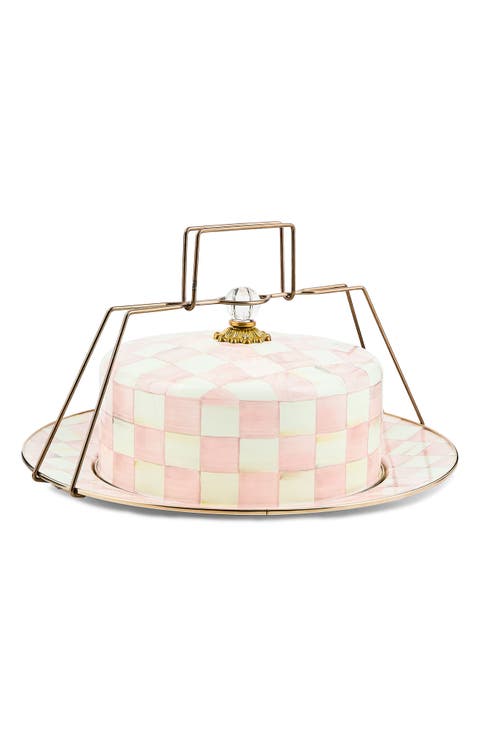 Rosy Check Enameled Steel Cake Carrier