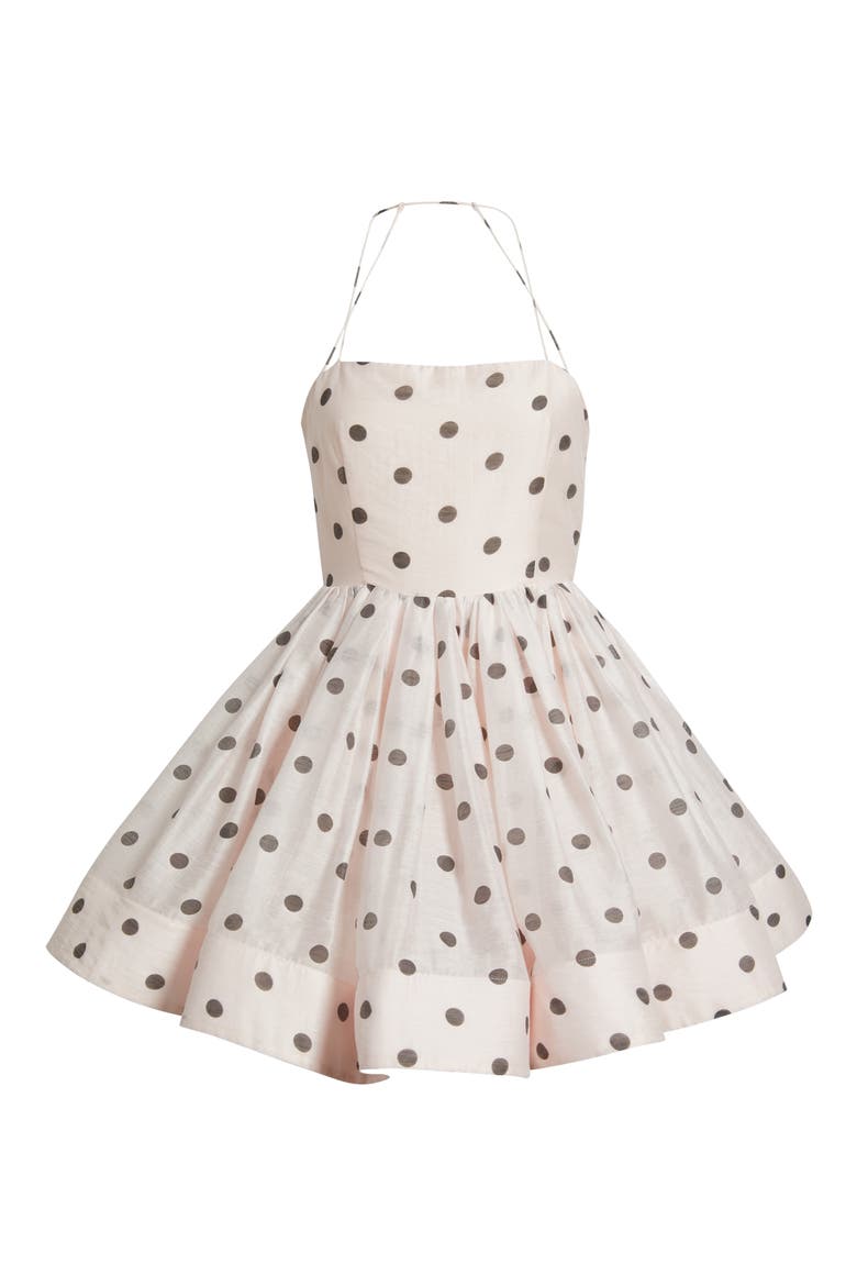 Nancy Cutout Flared Minidress, Alternate, color, BLUSH POLKA DOTS