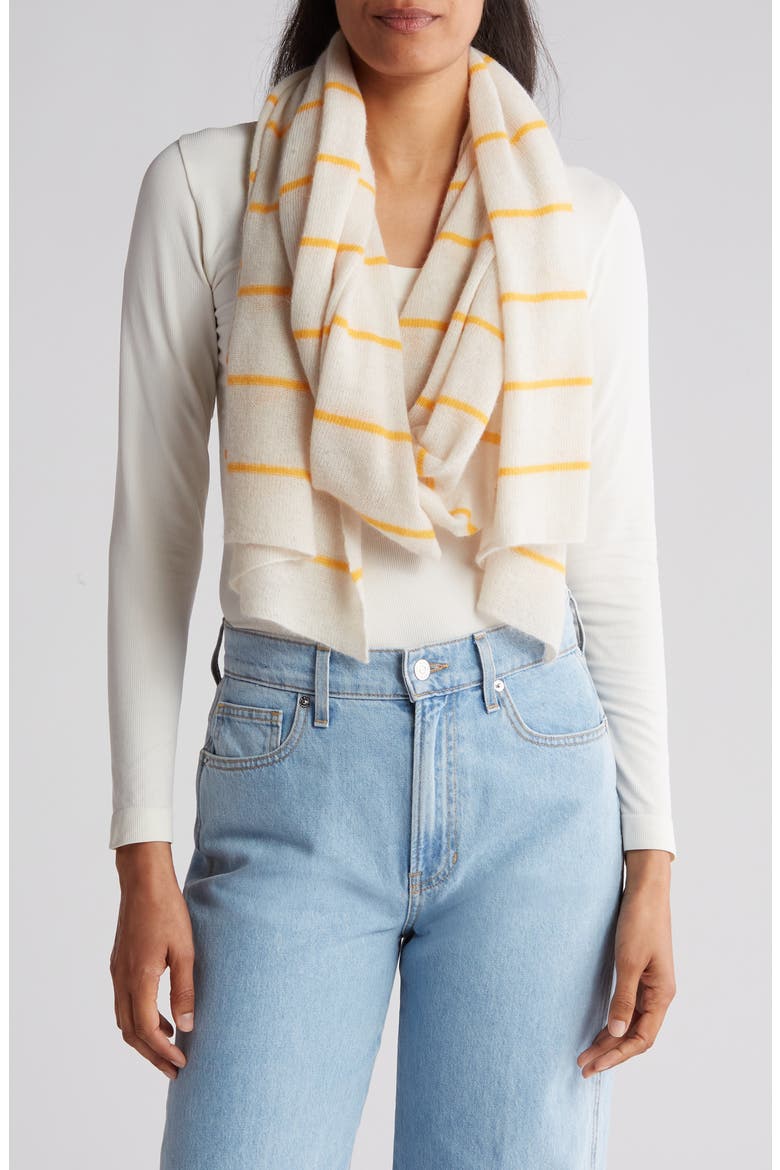 Striped Wool Blend Scarf, Main, color, SNOW WHITE/ SAFFRON