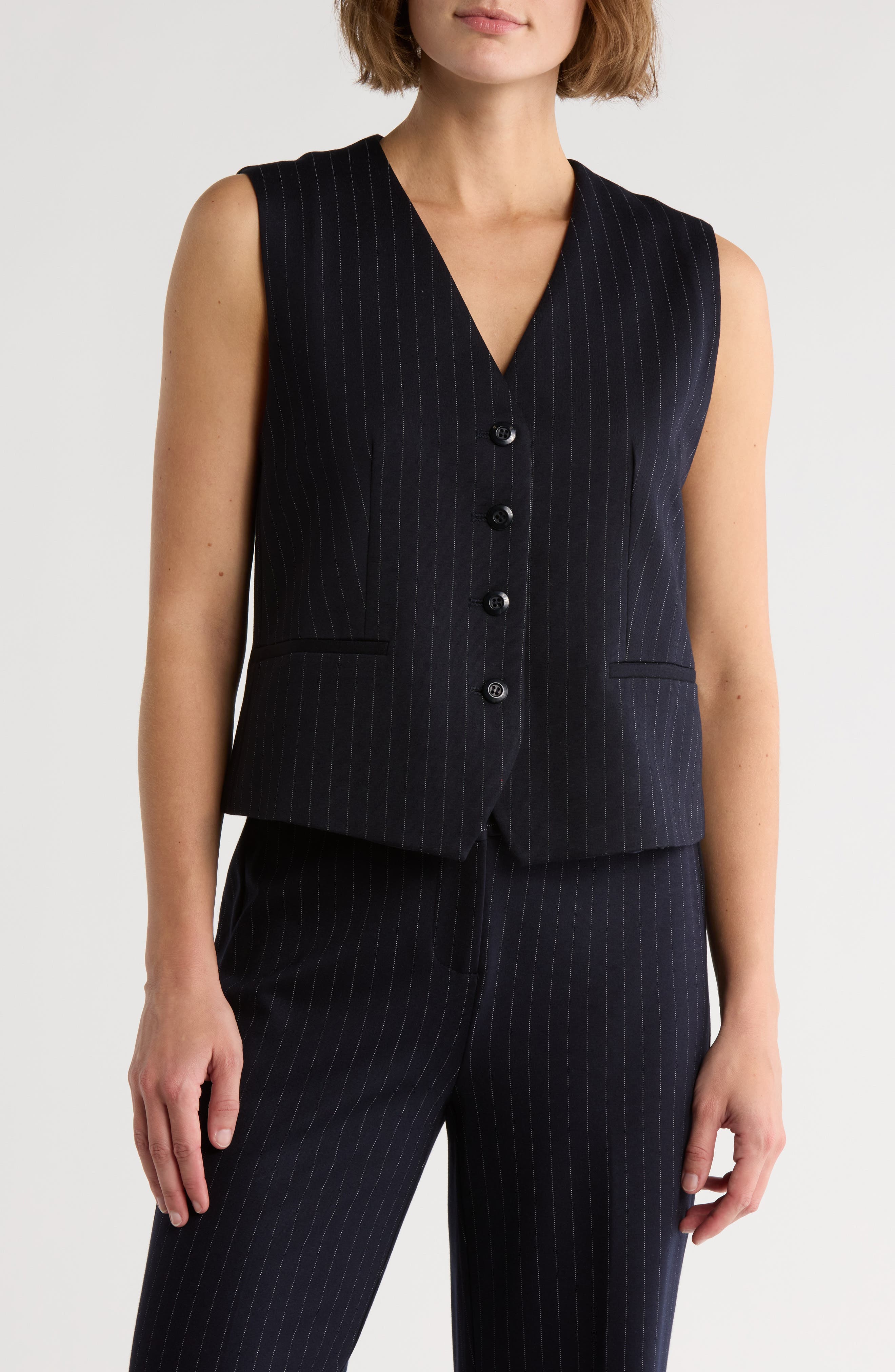Amanda & Chelsea Pinstripe Ponte Vest