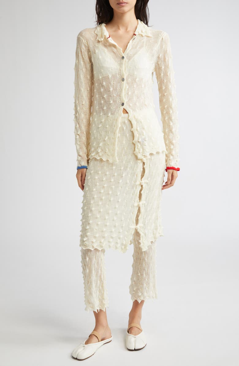 YanYan Borlor Checkerboard Knit Wool Skirt Pants, Alternate, color, Ivory