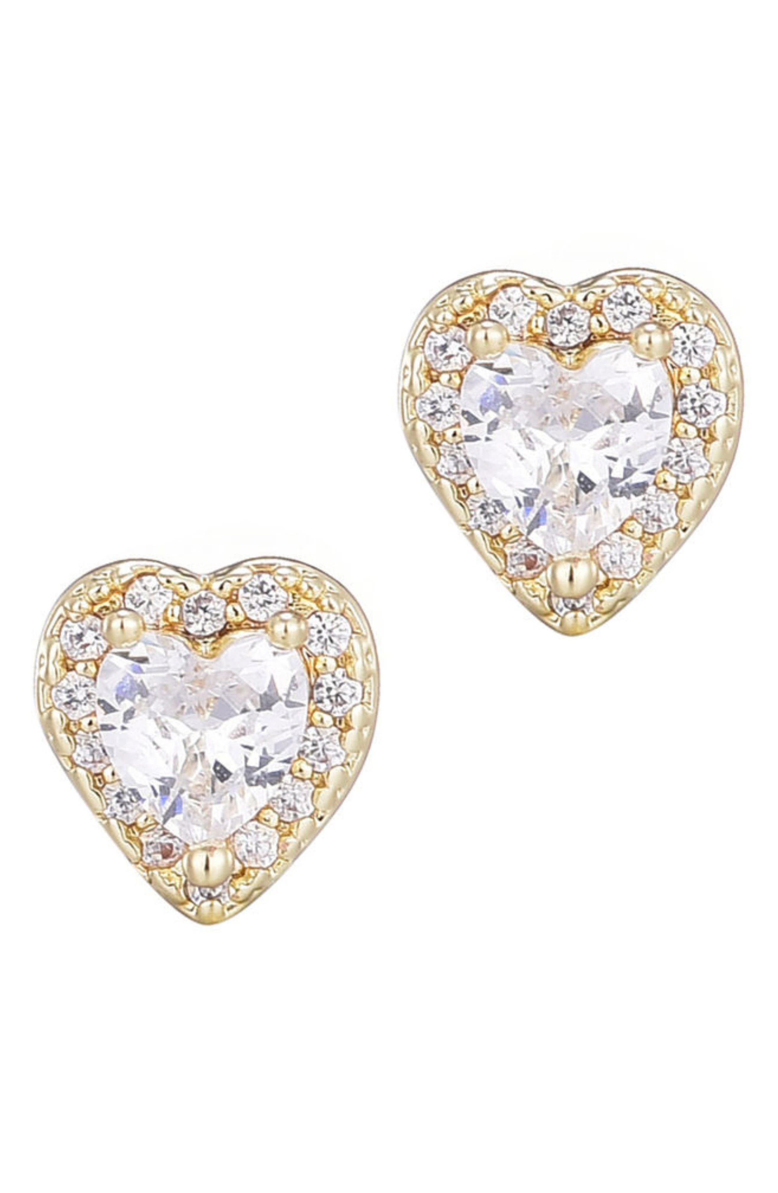 Adornia Halo Heart Stud Earrings