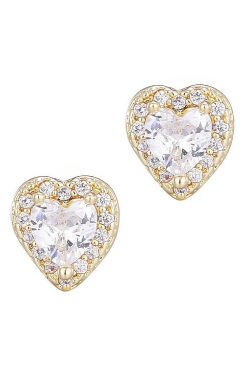 Halo Heart Stud Earrings