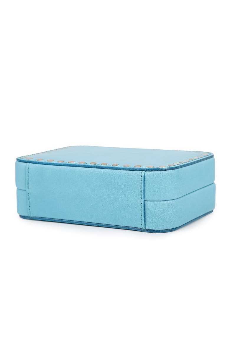 Rectangular Genuine Leather Jewelry Storage Box, Alternate, color, Turquoise