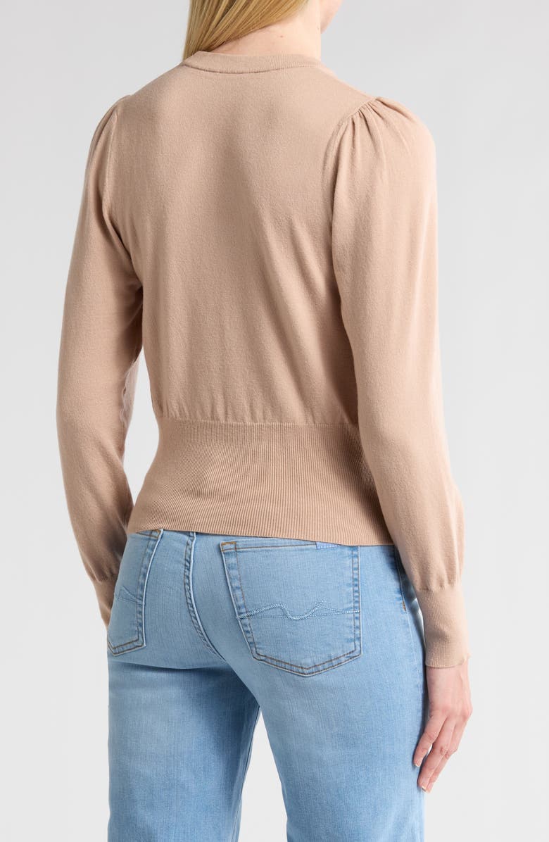 7 For All Mankind Crewneck Puff Sleeve Sweater, Alternate, color, Light Taupe
