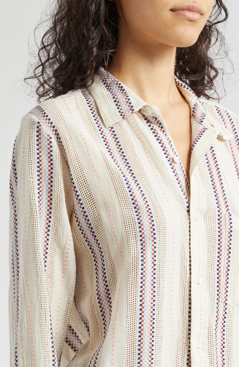 MILLE Sofia Long Sleeve Burnout Lace Button-Up Shirt, Alternate, color,