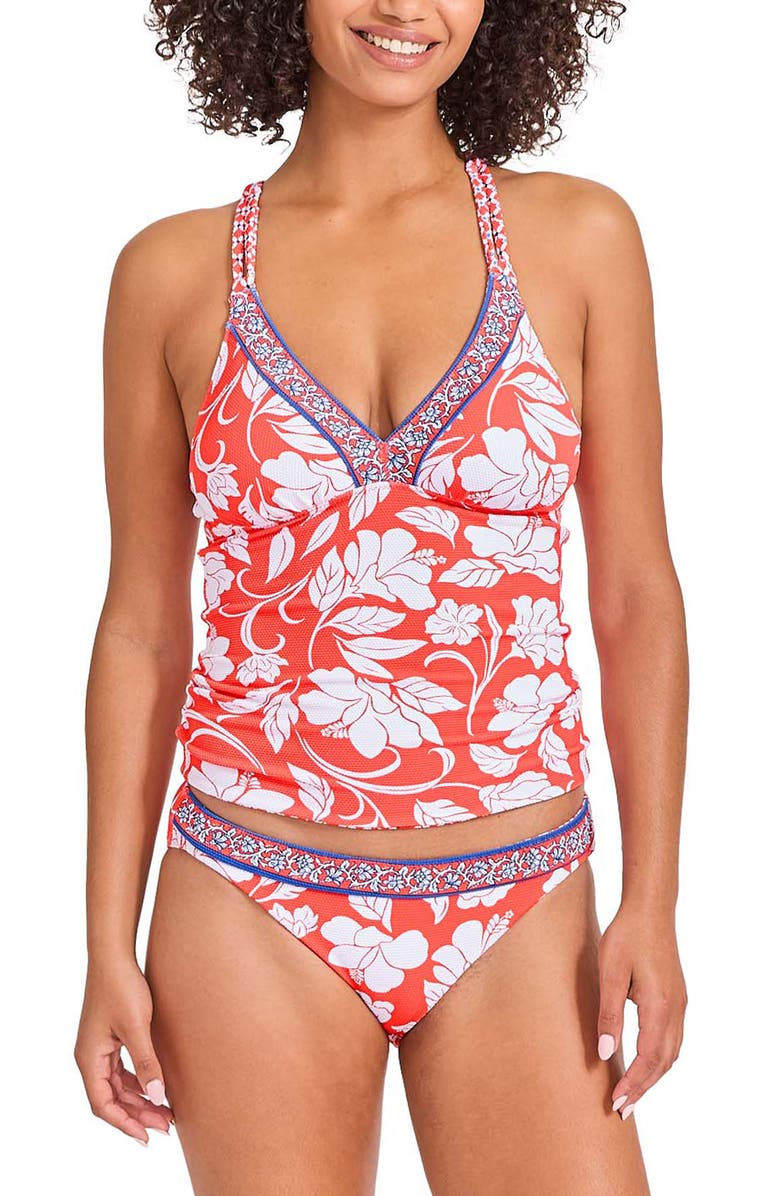 Tommy Bahama Island Cays Fiori Reversible Tankini Top, Main, color, Citrus Coral Reversible