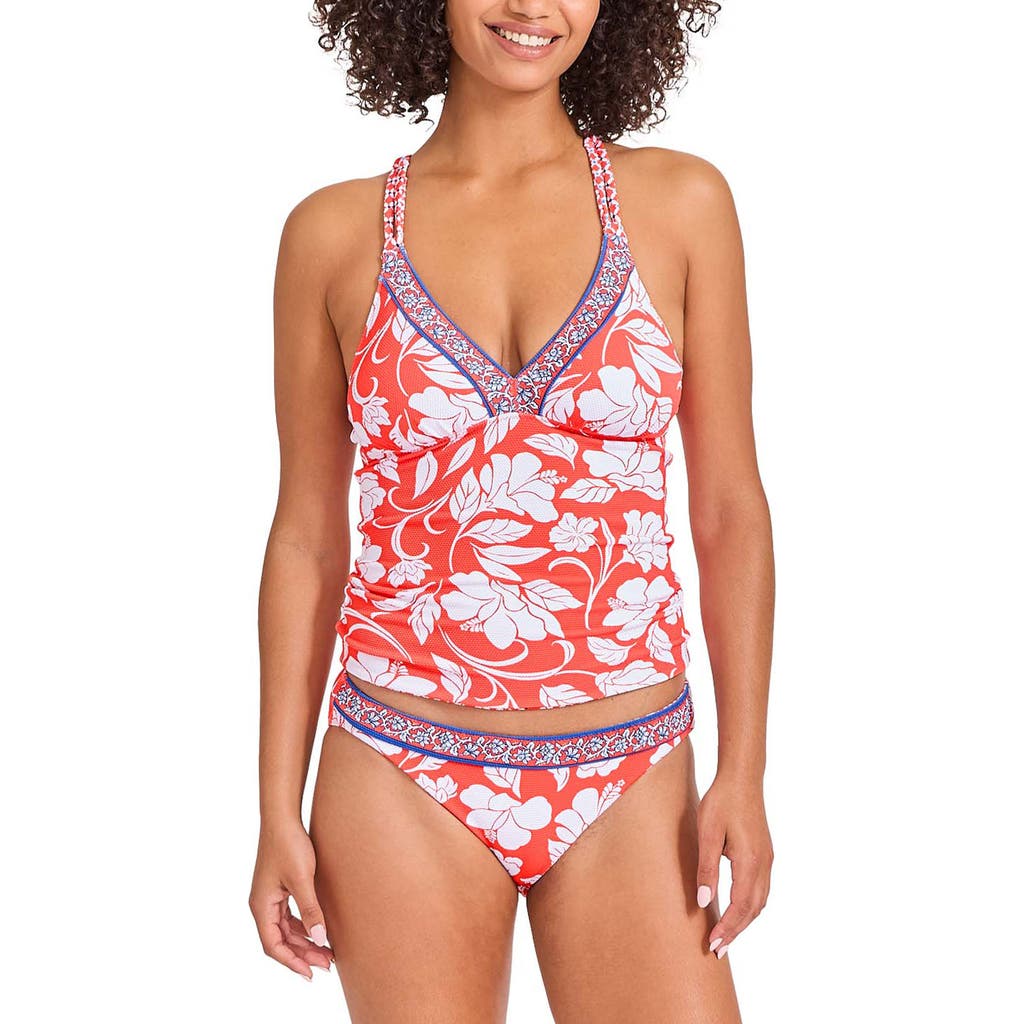 Tommy Bahama Island Cays Fiori Reversible Tankini Top In Citrus Coral Reversible