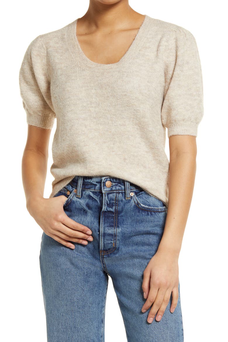 Lefile Puff Sleeve Sweater, Main, color, BIRCH