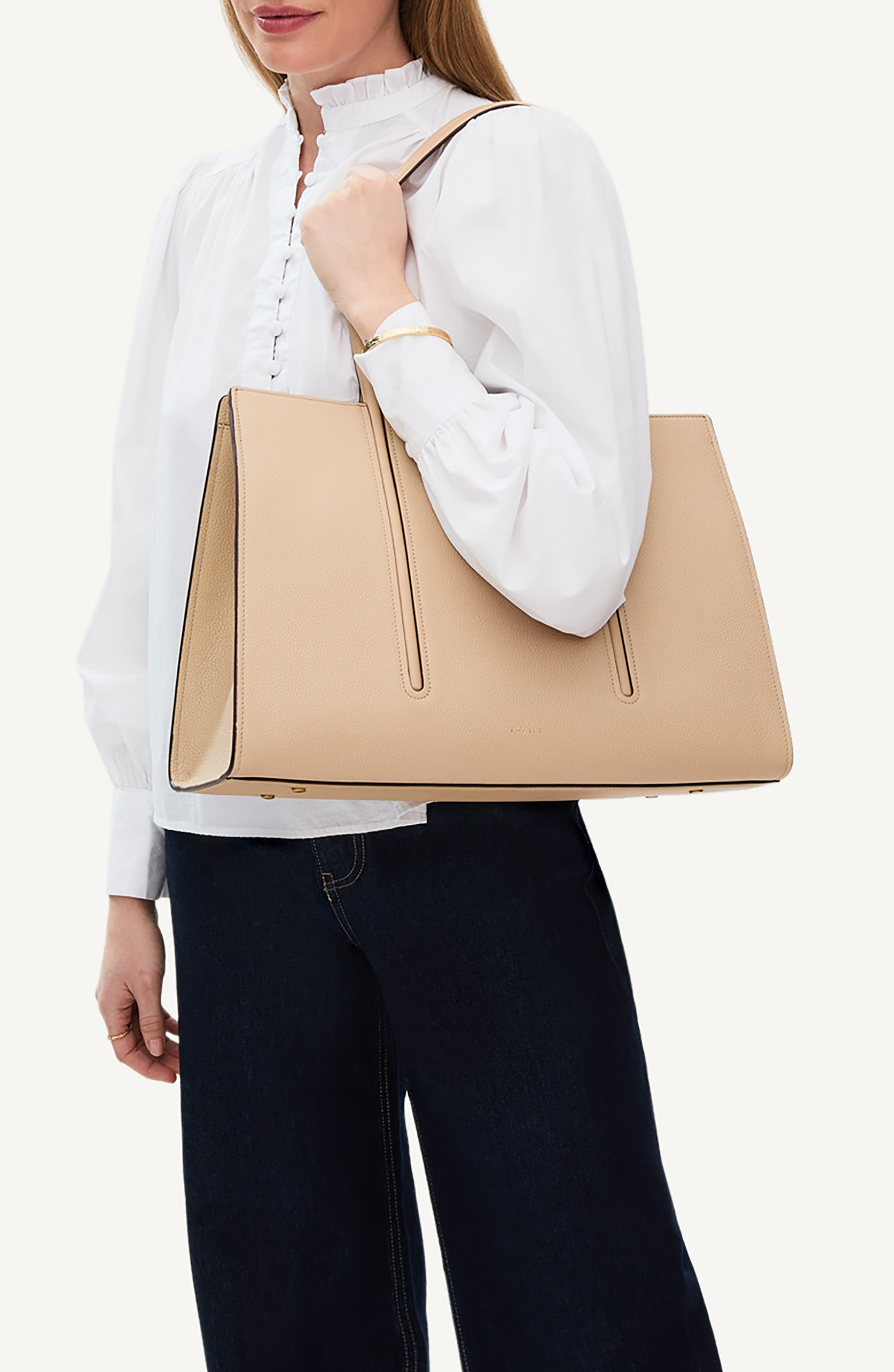 Radley Portland Place Large Open Top Leather Tote, Alternate, color, Stone