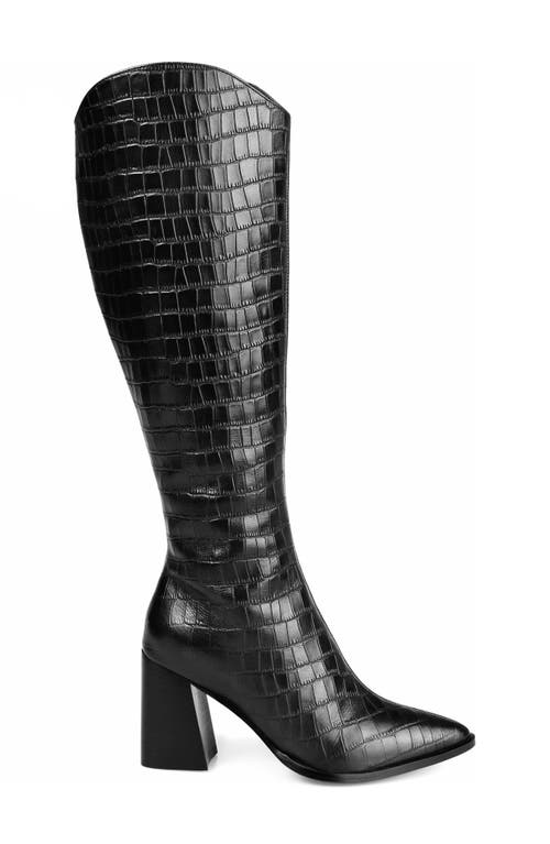 Journee Signature Laila Leather Boot In Croco