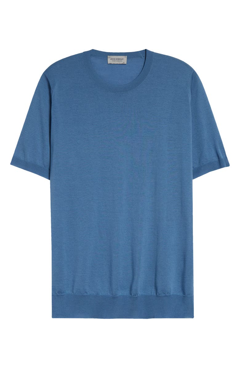 John Smedley Hilcote Merino Wool & Sea Island Cotton Gauze T-Shirt, Alternate, color, Azul