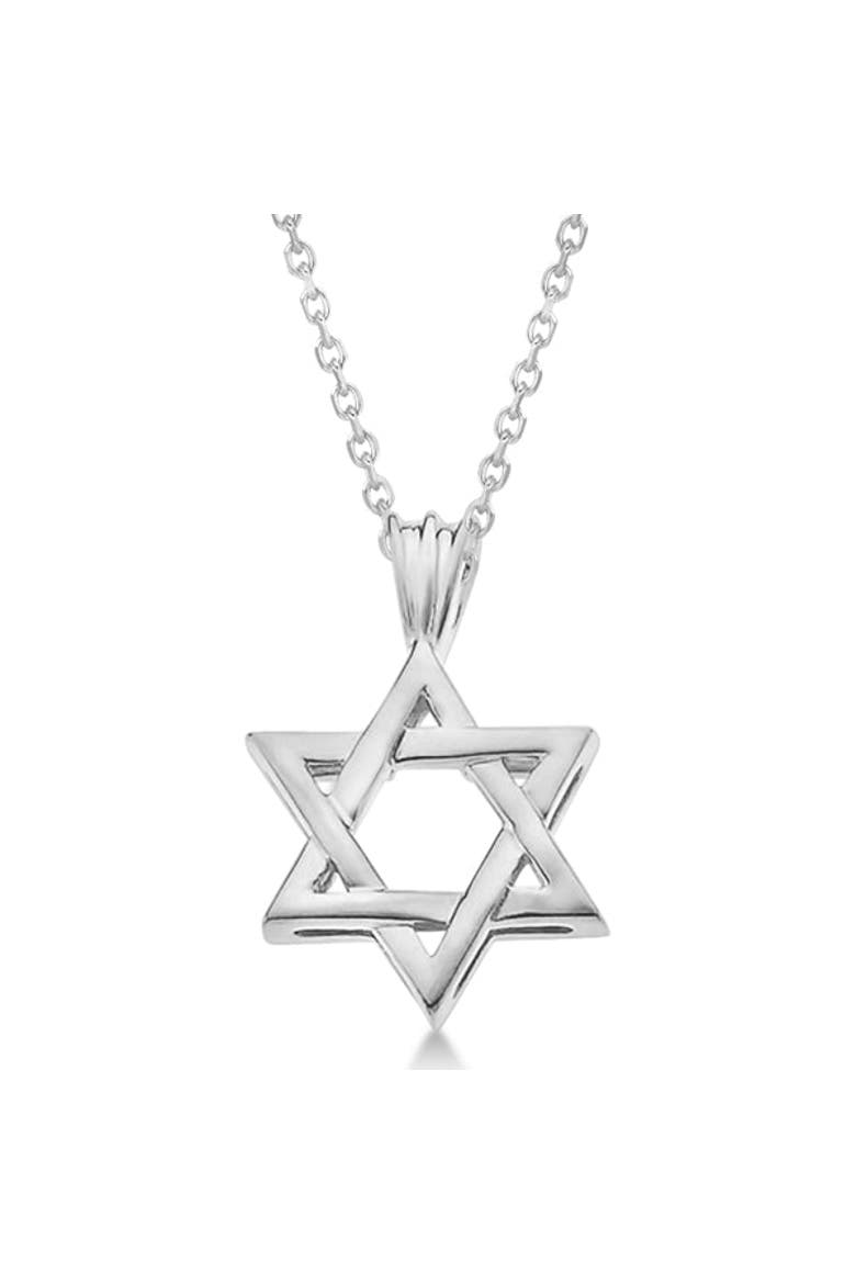Classic Jewish Star of David Pendant Necklace Solid 14k, Main, color, white gold