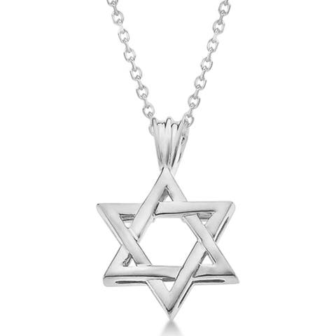 Classic Jewish Star of David Pendant Necklace Solid 14k