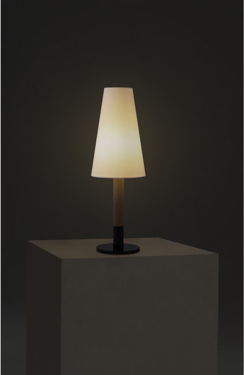Brightech Arthur 18" LED Table Lamp with Wood Accent and Classic Silhouette, Bulb Included, Alternate, color, Cream