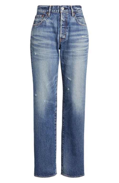 Moussy Vintage Aquebogue High Waist Ankle Straight Leg Jeans In Blue