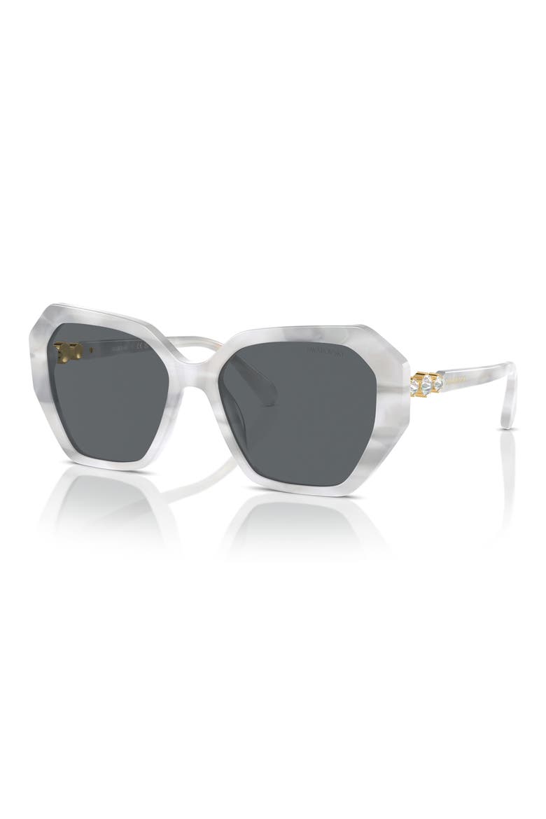 56mm Photochromic Irregular Sunglasses, Alternate, color, WHITE