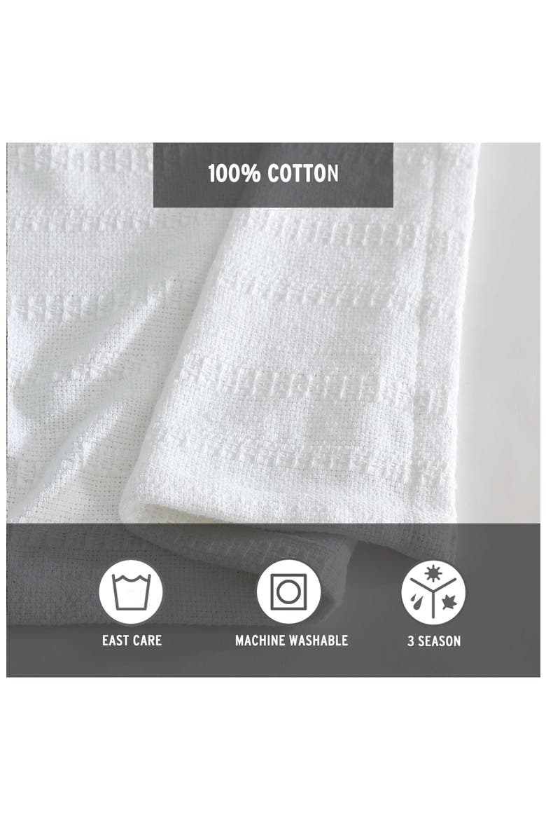 Variegated Weave Stripe Cotton Blanket, Alternate, color, WHITE