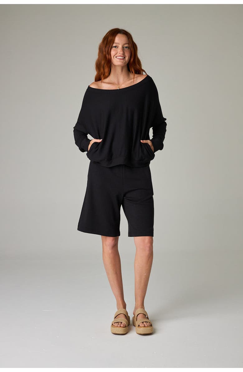 eavolu Baikal Eco-Luxe Fleece Bermuda Short - Cloud-Soft Comfort, Alternate, color, Coal Black