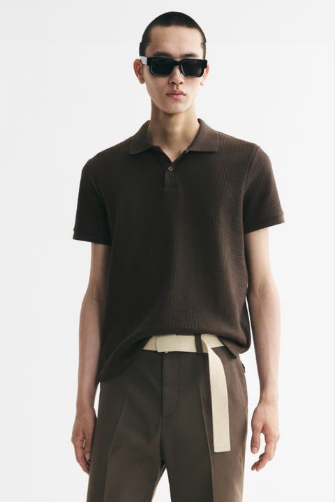 Slim-fit Waffle-knit Polo Shirt