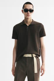 H&M Slim Fit Waffle-knit Polo Shirt