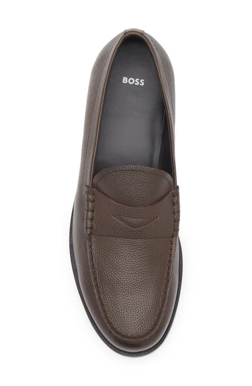 Hugo Boss Boss Tayil Penny Loafer In Brown