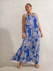 Live Unlimited Floral Print Halter Neck Maxi Dress