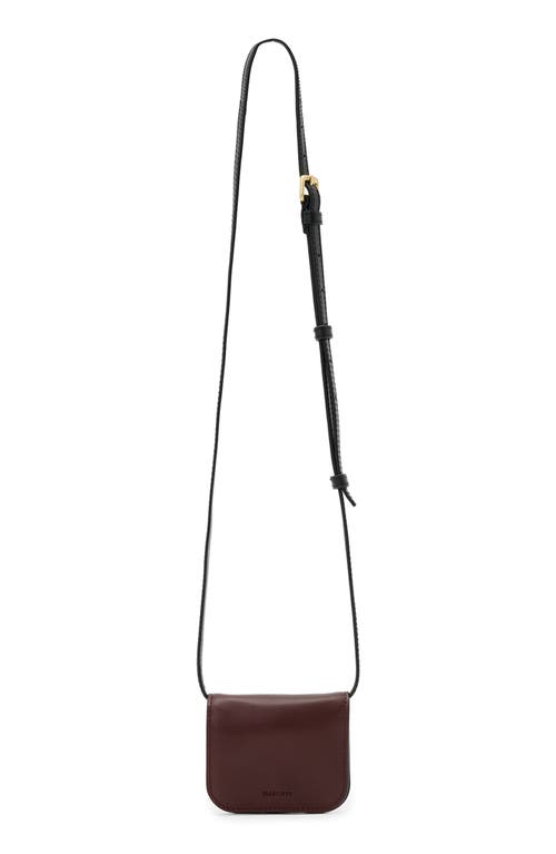 Allsaints Small Maeve Leather Crossbody Card Holder In Red