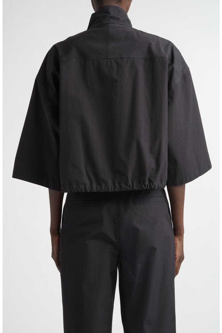 Oversize Cotton Poplin Crop Shirt Jacket, Alternate, color, BLACK
