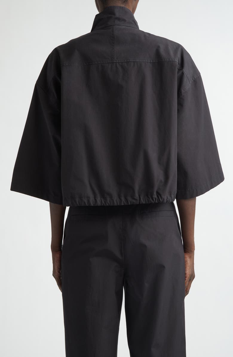 Lafayette 148 New York Oversize Cotton Poplin Crop Shirt Jacket, Alternate, color, Black