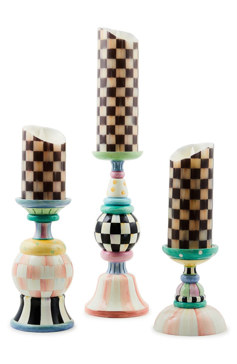 MACKENZIE CHILDS Rosy Meadow Set of 3 Candleholders, Alternate, color, Rosy