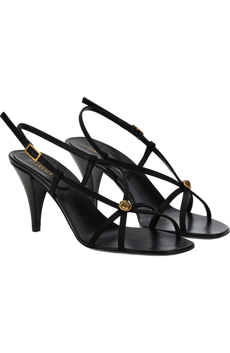 Versace Medusa Cage Slingback Sandal, Main, color, Black-Gold