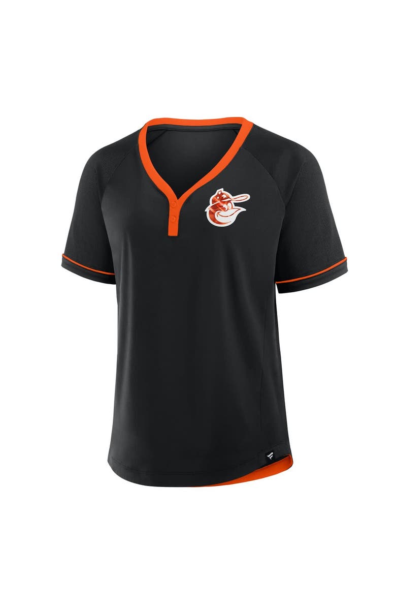 FANATICS Women's Fanatics Black Baltimore Orioles Cooperstown Collection League Diva Raglan V-Neck T-Shirt, Alternate, color, Black