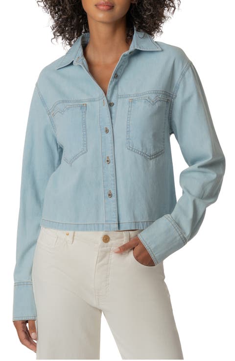 Aubrey Cropped Long Sleeve Button Down Shirt