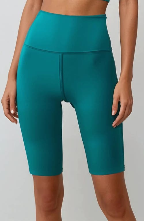 Calypsa Tummy Control Long Bike Swim Shorts In Green