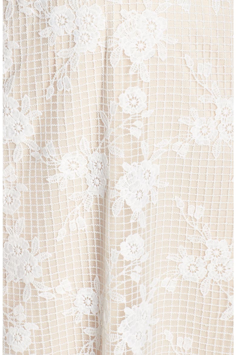 Grid & Floral Lace A-Line Wedding Dress, Alternate, color, IVORY/ PETAL