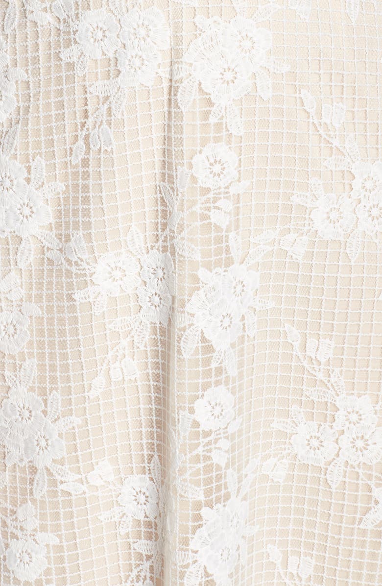 Tadashi Shoji Grid & Floral Lace A-Line Wedding Dress, Alternate, color, 