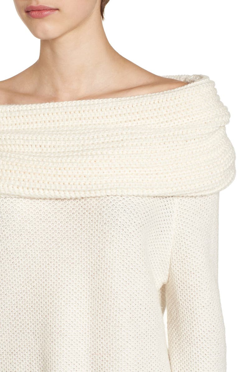 Sun & Shadow Cowl Off the Shoulder Sweater, Alternate, color, Ivory Eggnog