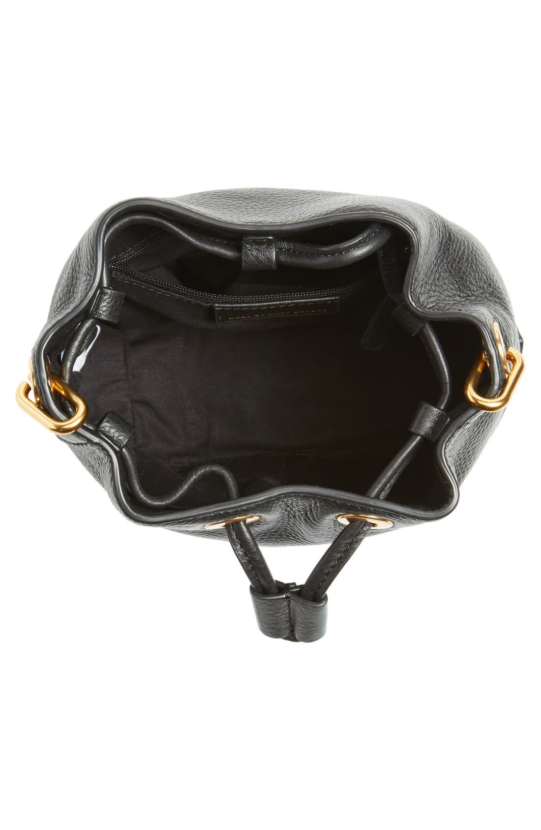 MARC BY MARC JACOBS 'New Too Hot to Handle' Leather Bucket Bag, Alternate, color, BLACK