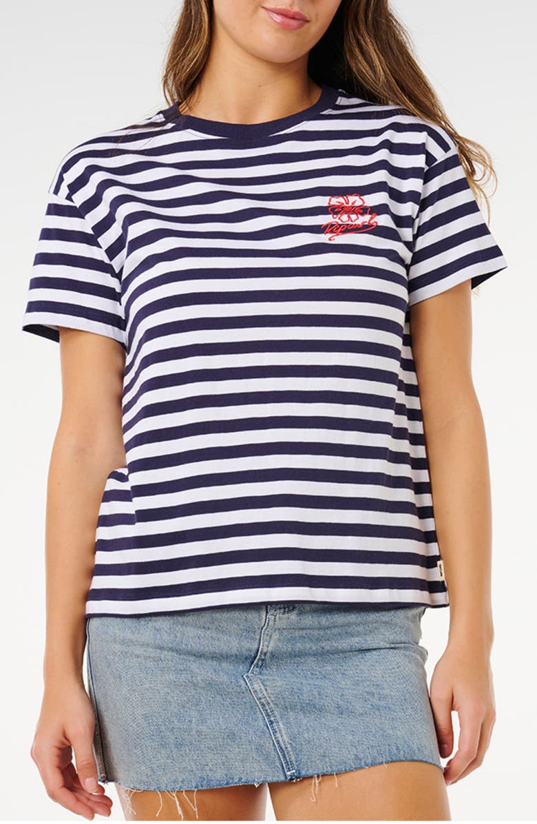 Rip Curl Pacific Stripe Embroidered T-Shirt, Main, color, 